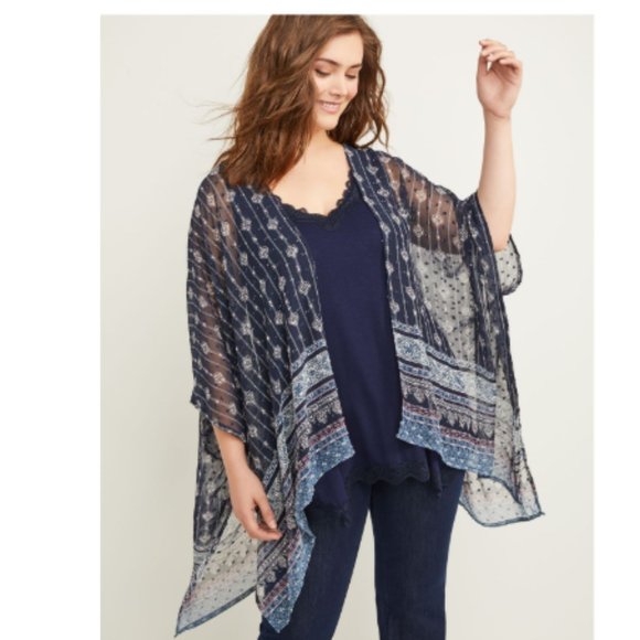 Lane Bryant Accessories - NEW LANE BRYANT PRINTED CHIFFON CLIP-DOT OVERPIECE